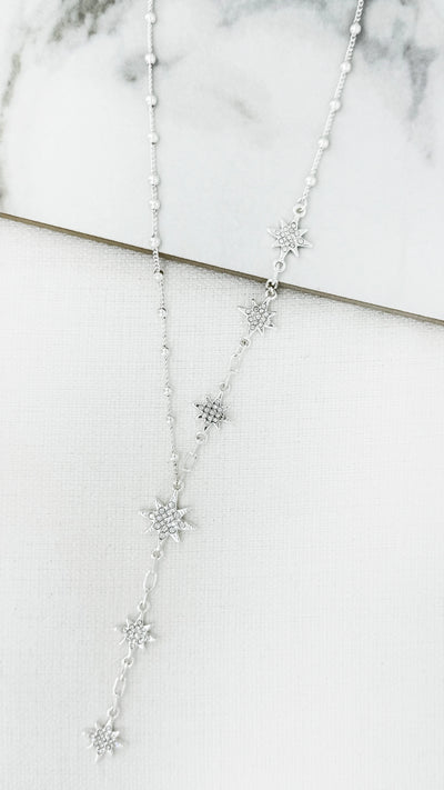 Silver Diamante Star Drop Necklace