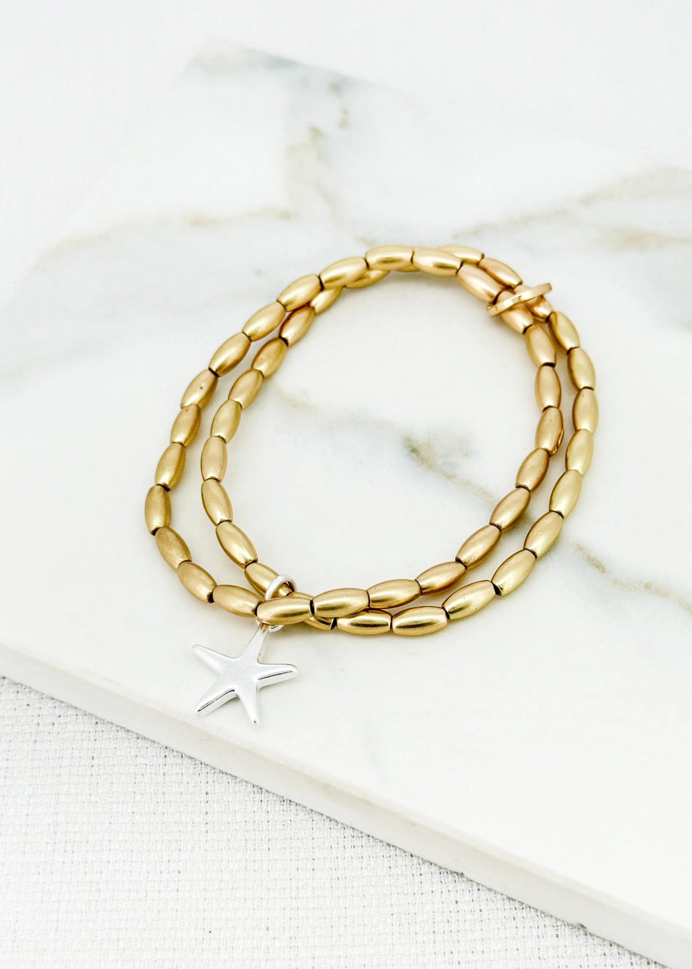 Gold Two Tone Star Charm Bracelet