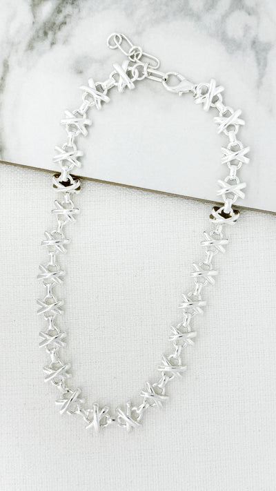 Silver Criss Cross Necklace