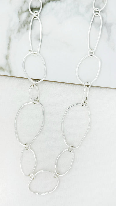 Silver Large Oval Link Necklace