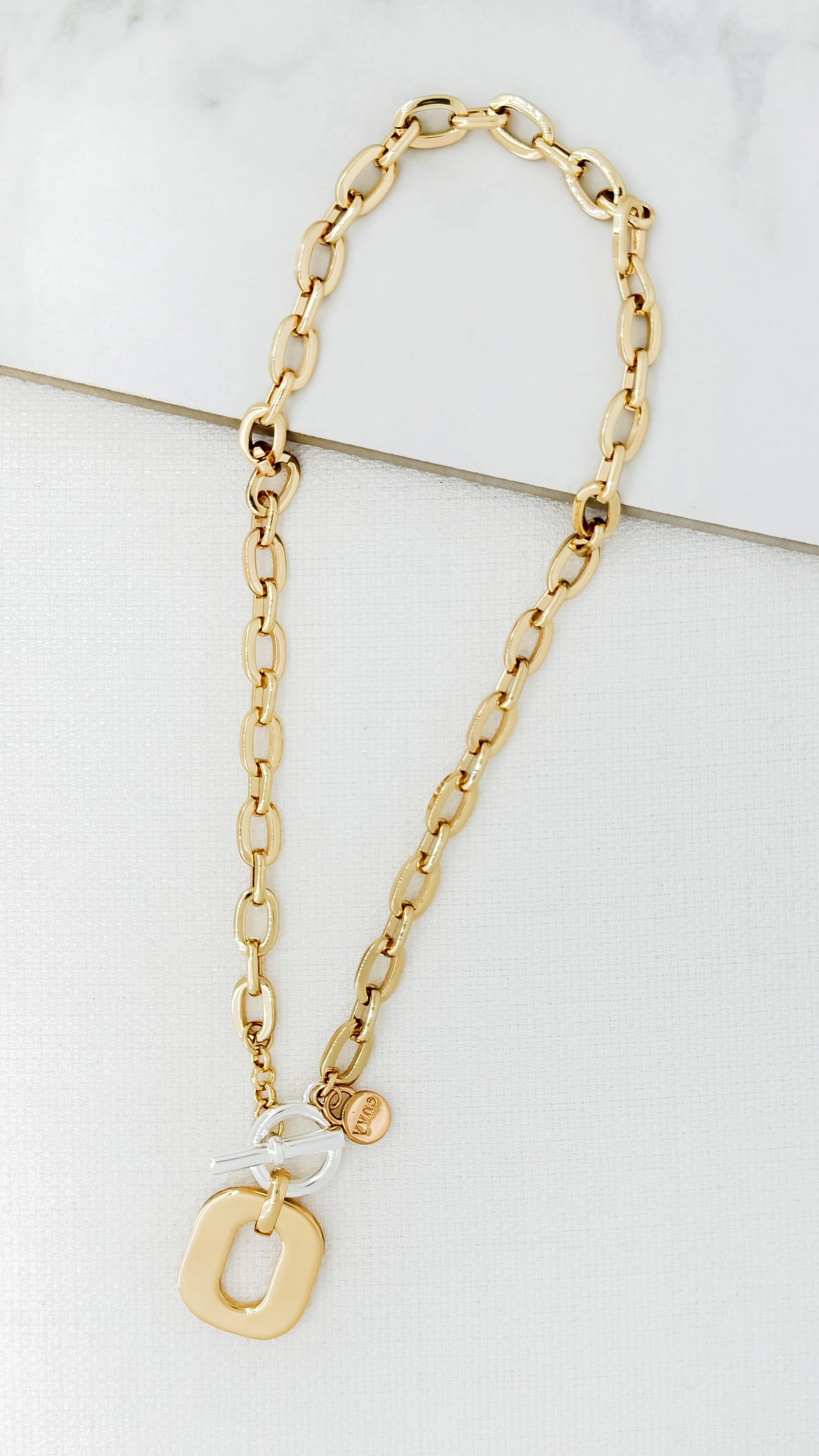 Gold & Silver T-Bar Chain Necklace