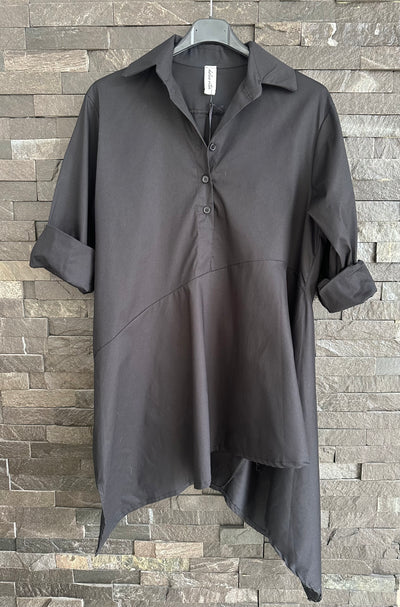 Black Cotton Asymmetric Tunic