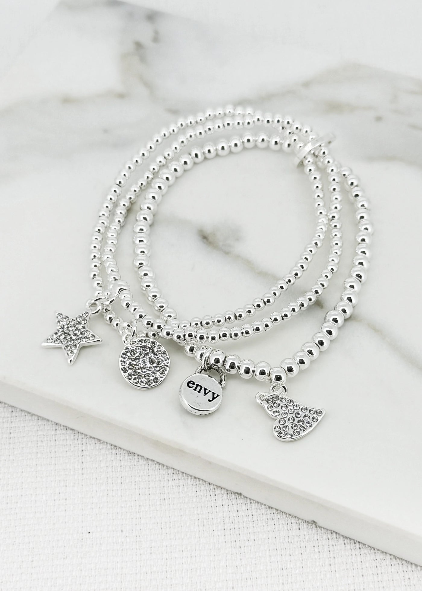Silver Layered Multi Charm Bracelet