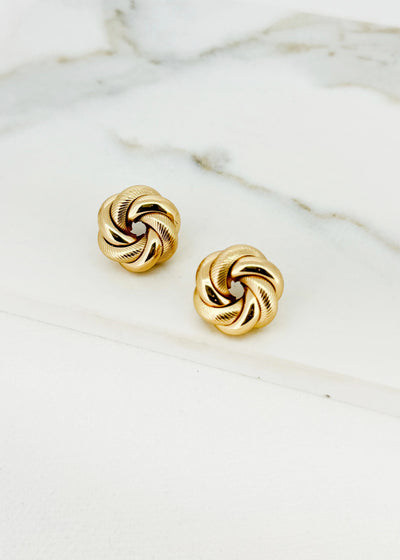 Gold Knot Stud Earrings
