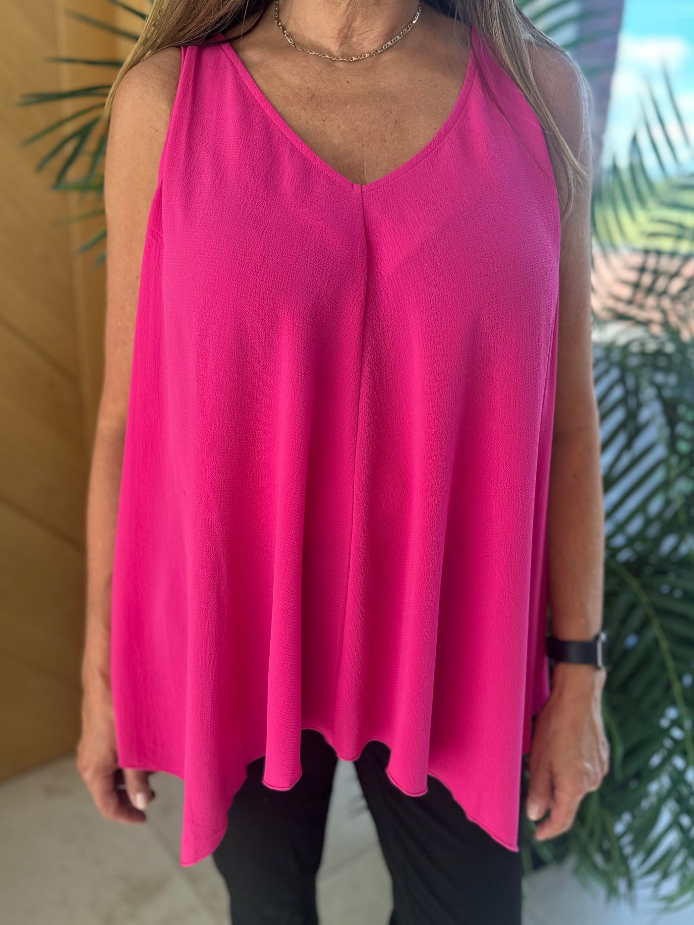 MJ Pink Floaty Crepe Sleeveless Top