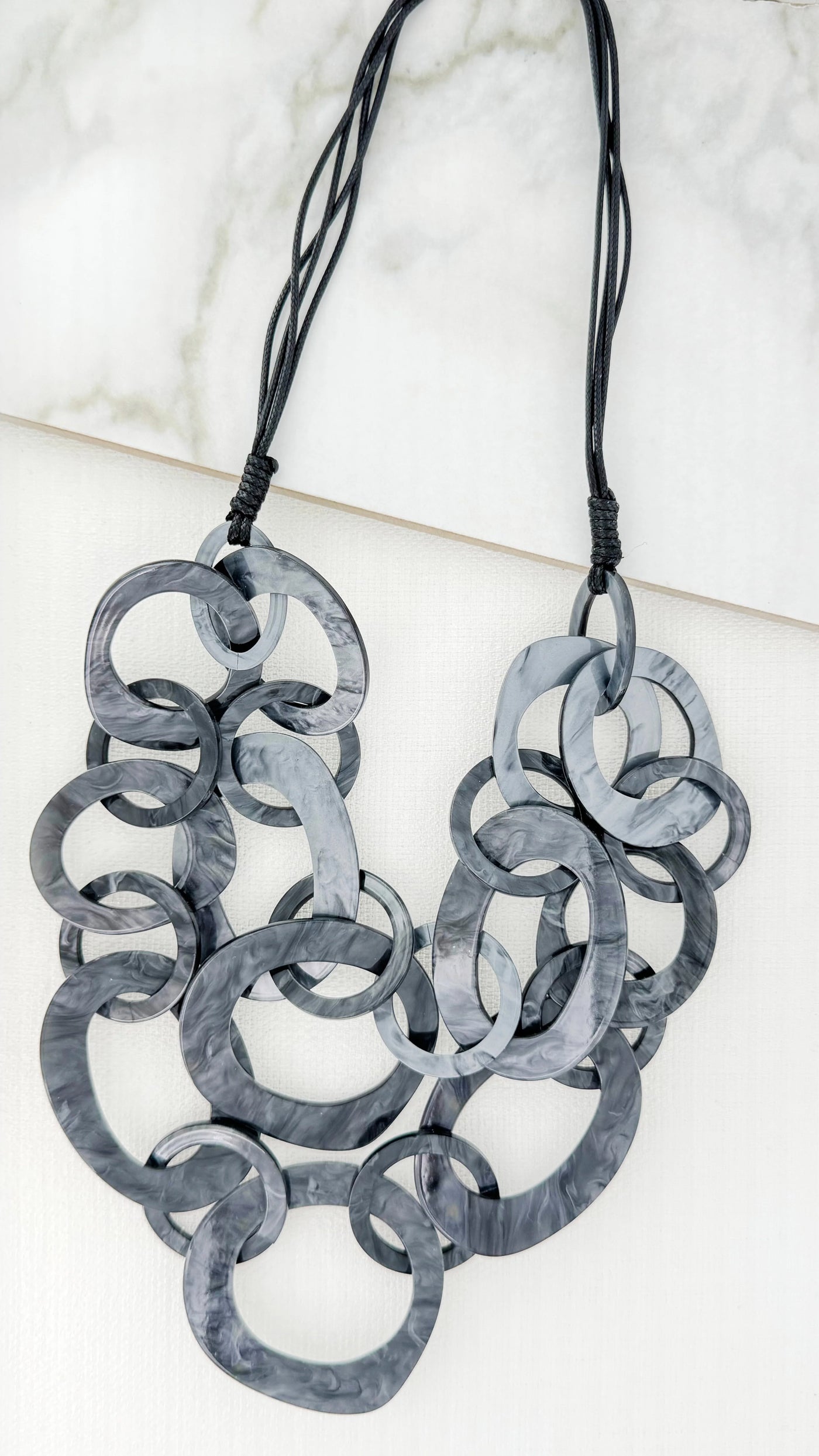 Black Resin Circles Necklace