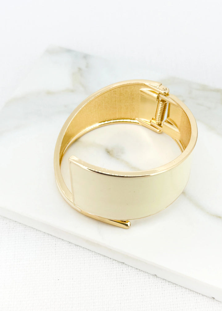 Gold & Cream Asymmetric Bangle
