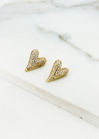 Gold Diamante Heart Earrings