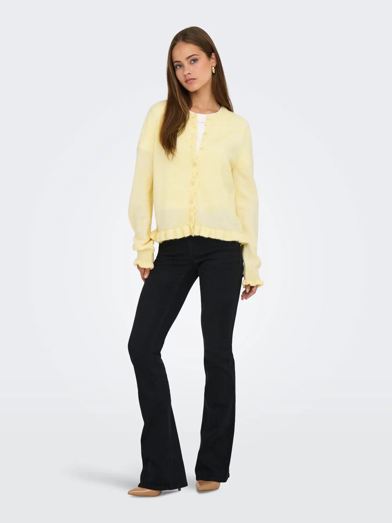 JDY Yellow Frill Edge Cardigan