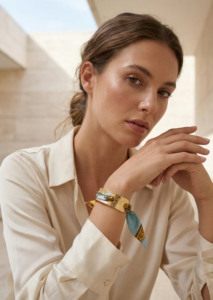 Gold & Turquoise Ribbon Bangle
