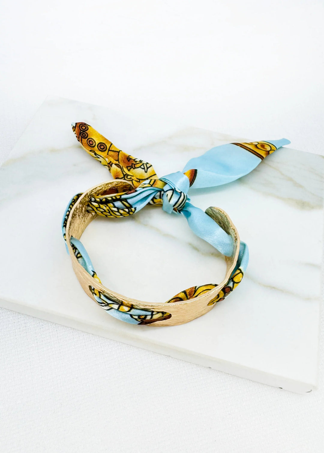 Gold & Turquoise Ribbon Bangle