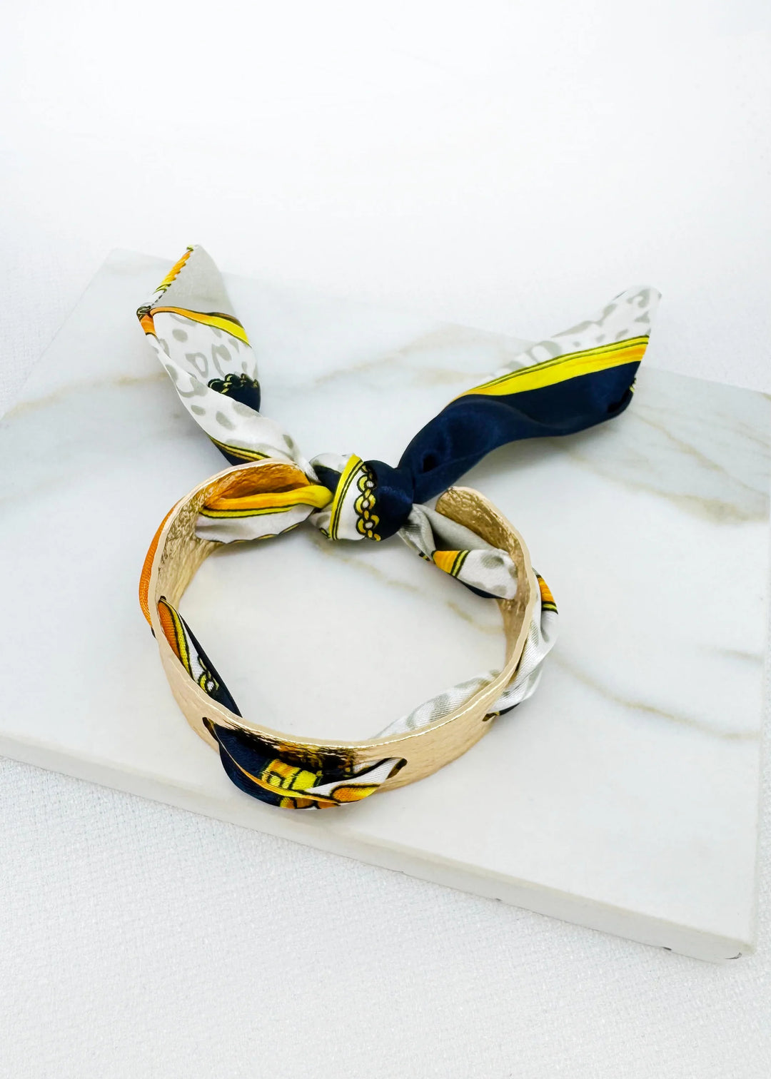 Gold & Navy Ribbon Bangle