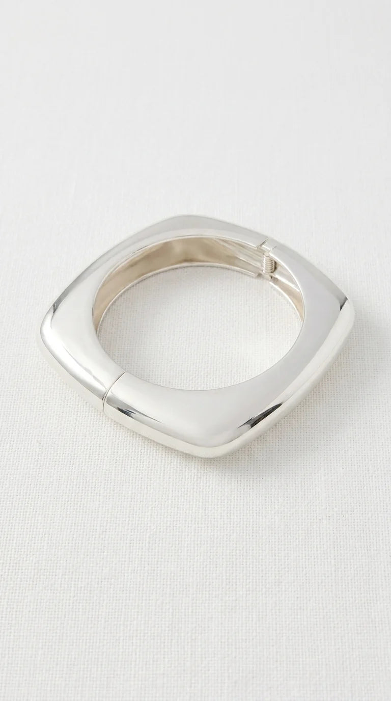 Silver Chunky Hinged Bangle