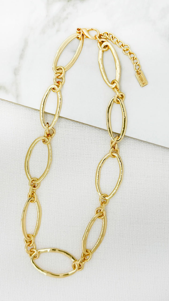 Gold Large Loop Link Short Necklace