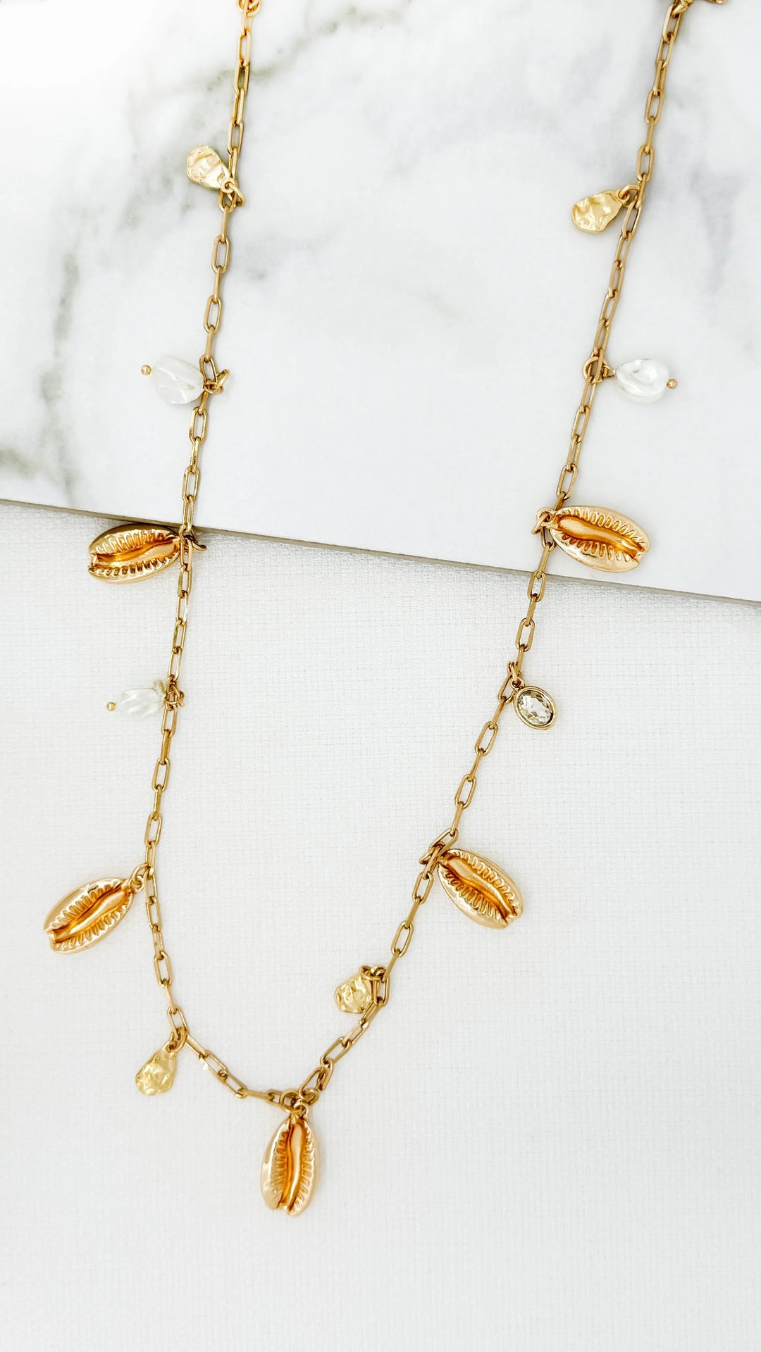 Long Gold Charm Necklace