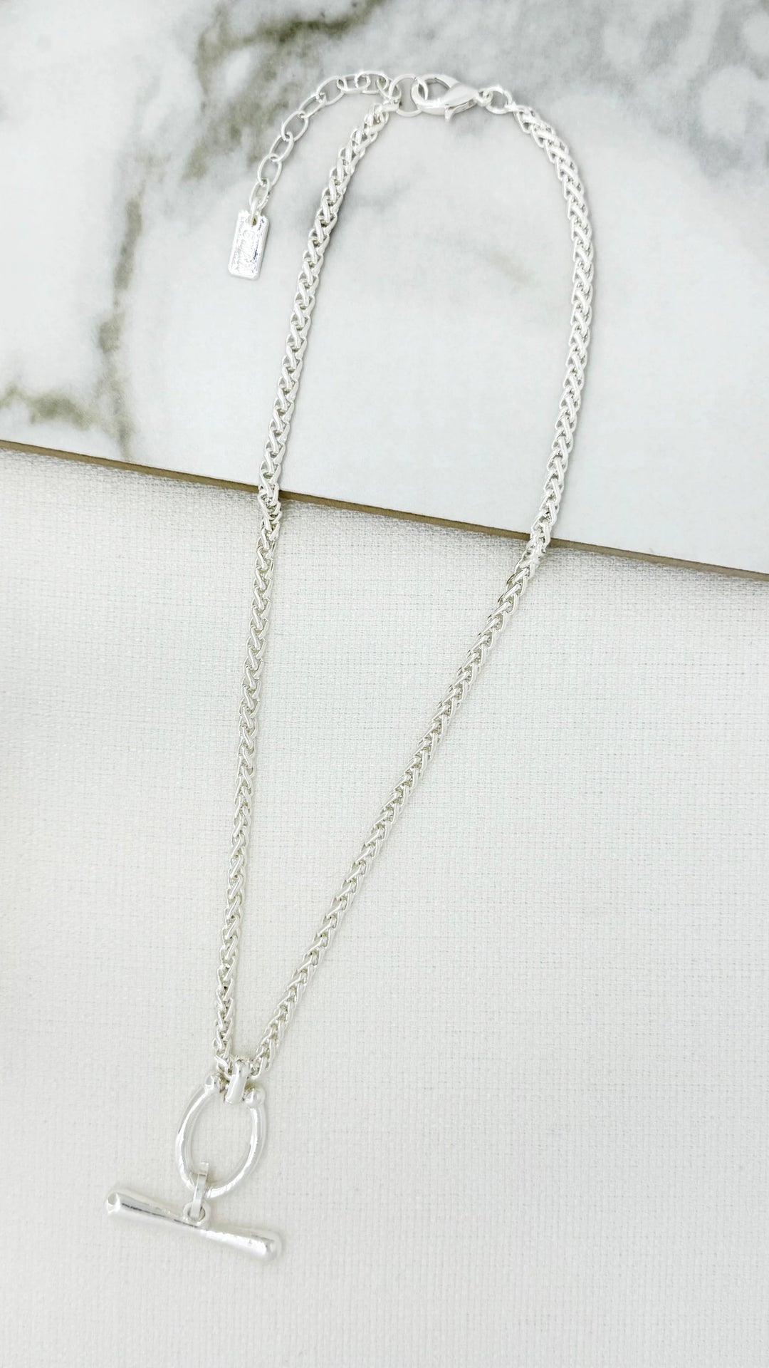 Short Silver T-Bar Necklace