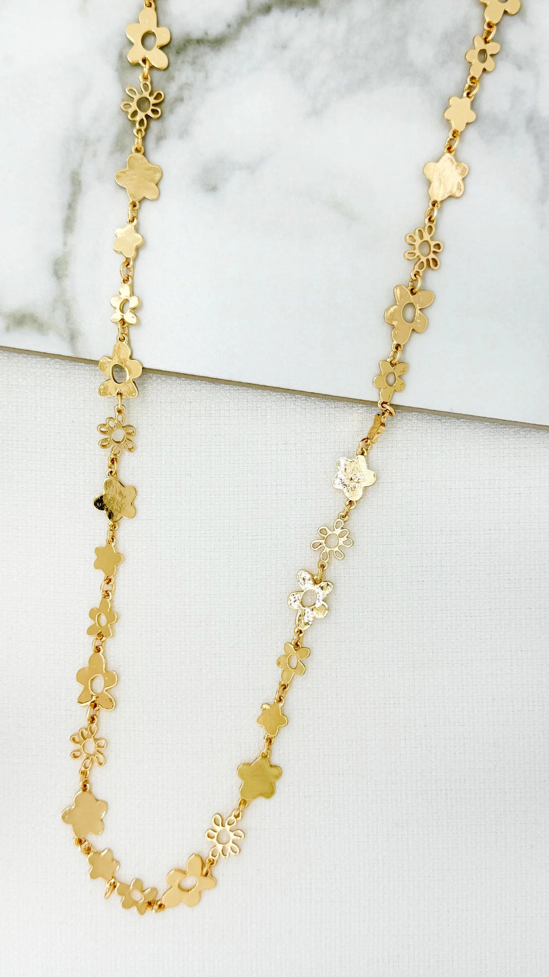 Gold Daisy Chain Long Necklace