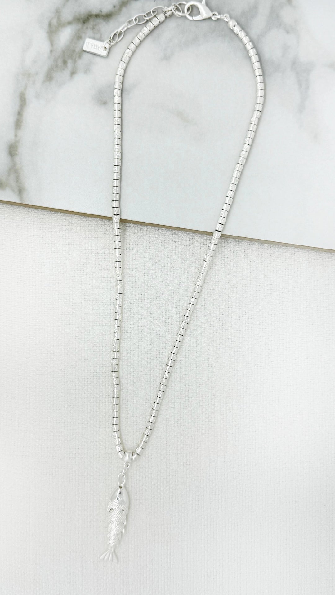 Silver Fish Charm Necklace