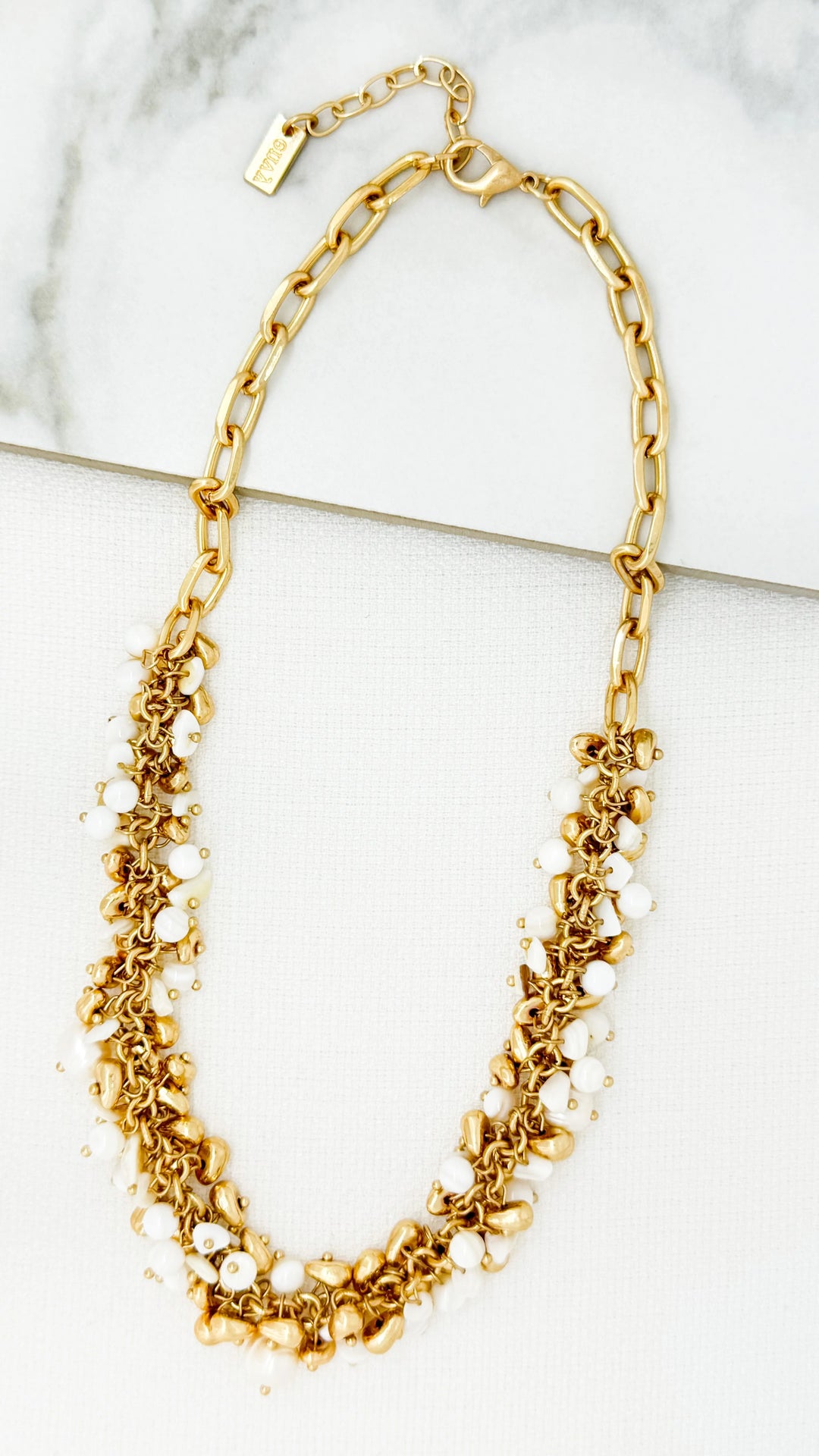 Gold & White Cluster Necklace