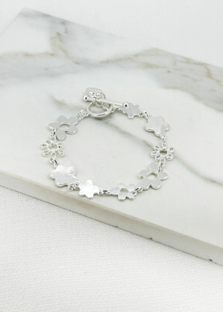 Silver Daisy T-Bar Bracelet