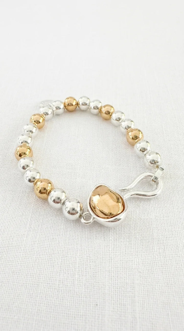Two Tone Silver Hook Bracelet