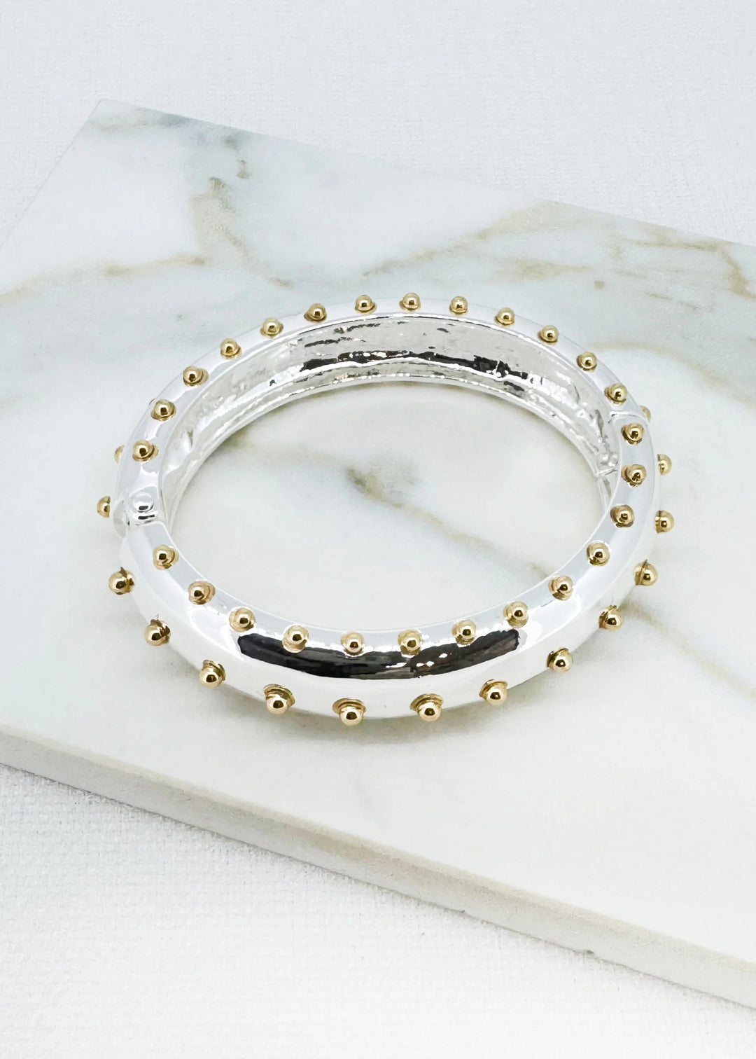 Silver Two Tone Stud Bangle
