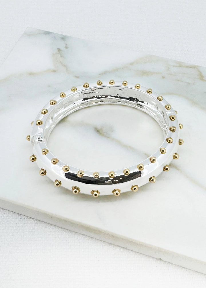 Silver Two Tone Stud Bangle