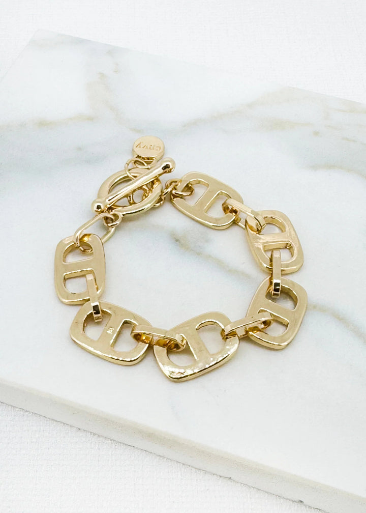 Gold Link T-bar Bracelet