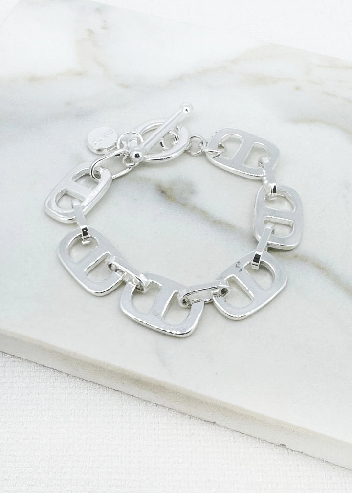 Silver Link T-bar bracelet