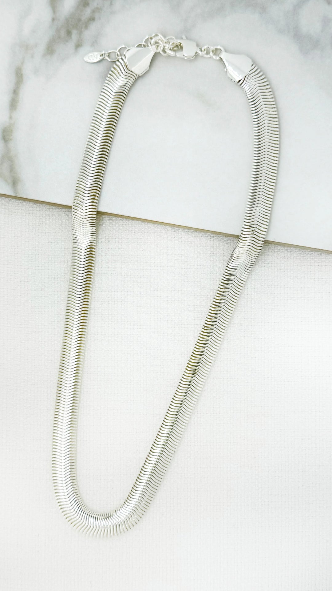 Short Silver Snake Chain Necklace