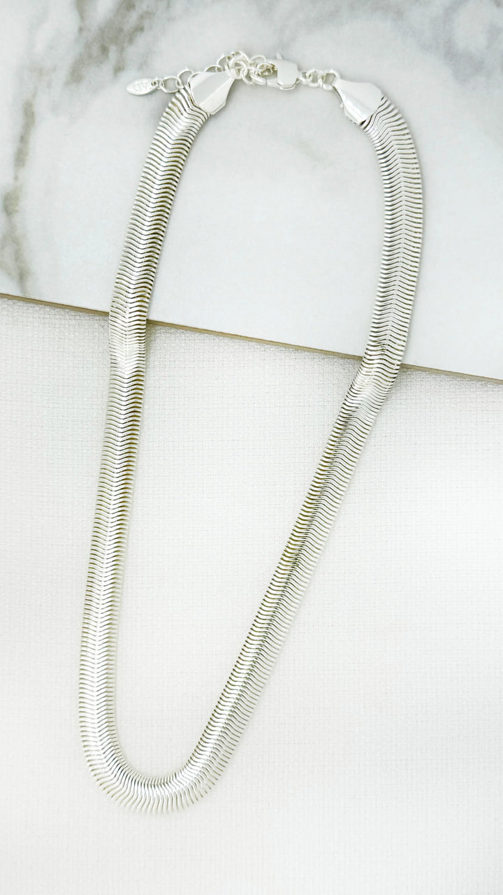 Short Silver Snake Chain Necklace