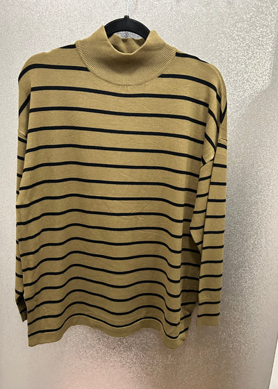 Byoung Olive Striped Morla Turtleneck