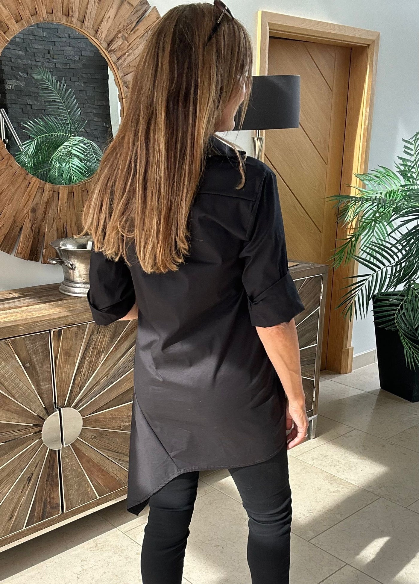 Black Cotton Asymmetric Tunic