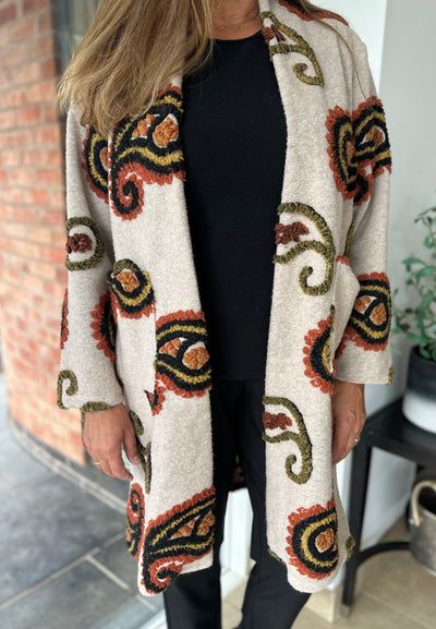 Oatmeal Paisley Coat