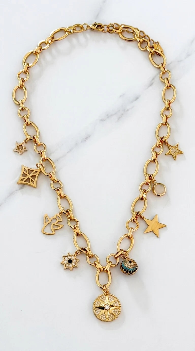 Gold Multi Charm Necklace