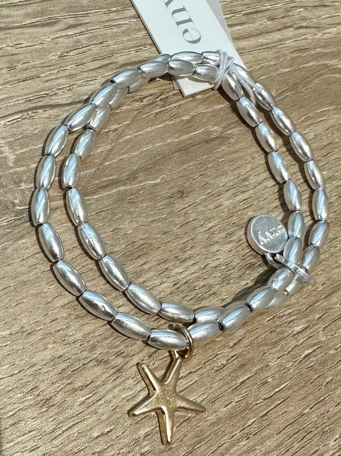 Silver Two Tone Star Charm Bracelet