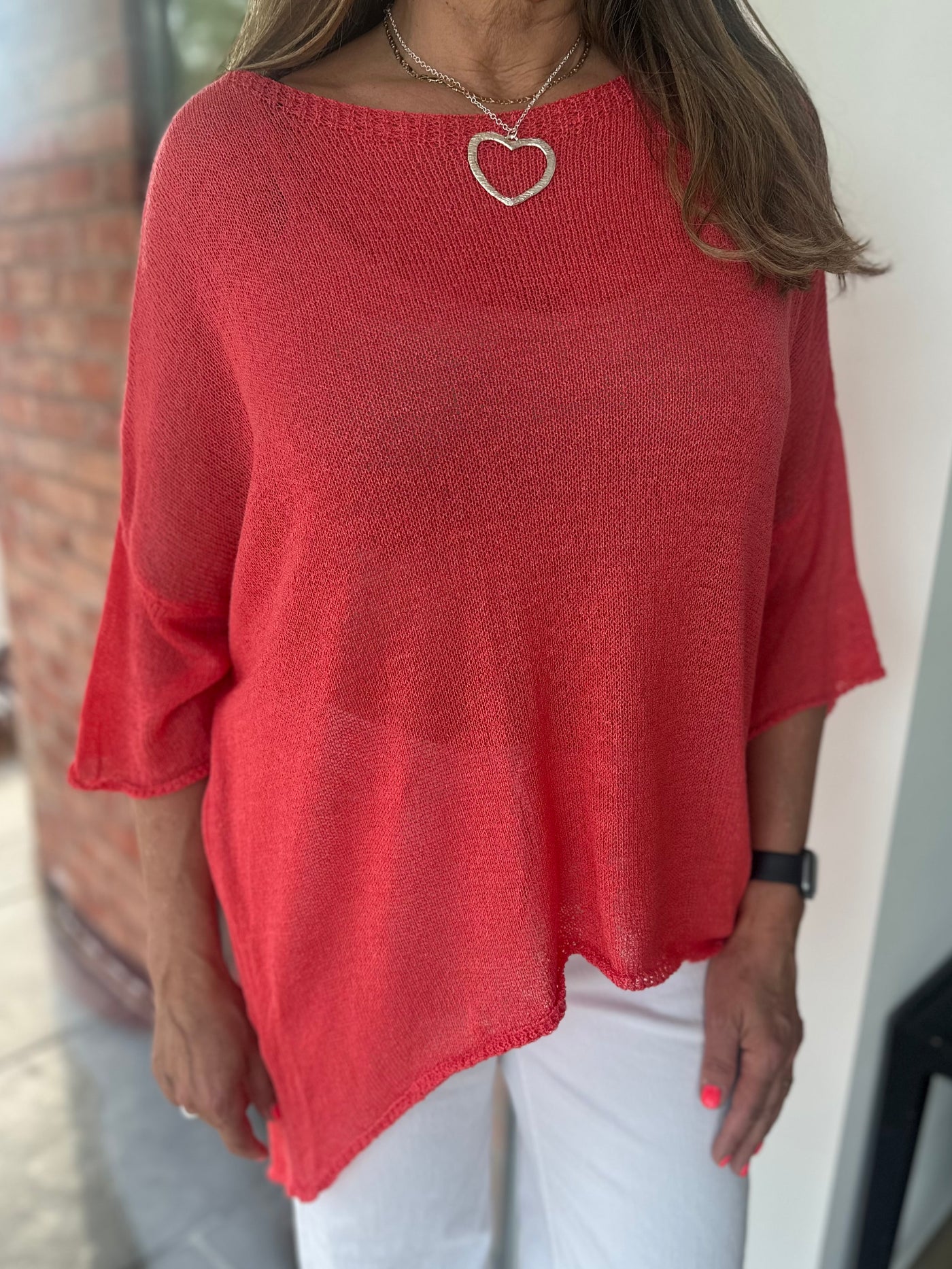 Coral Dip Hem Summer Knit