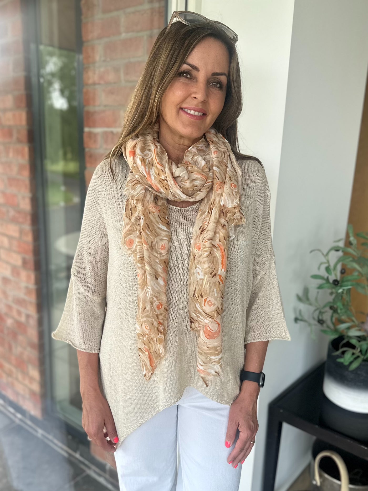 Sand & Orange Swirls Scarf