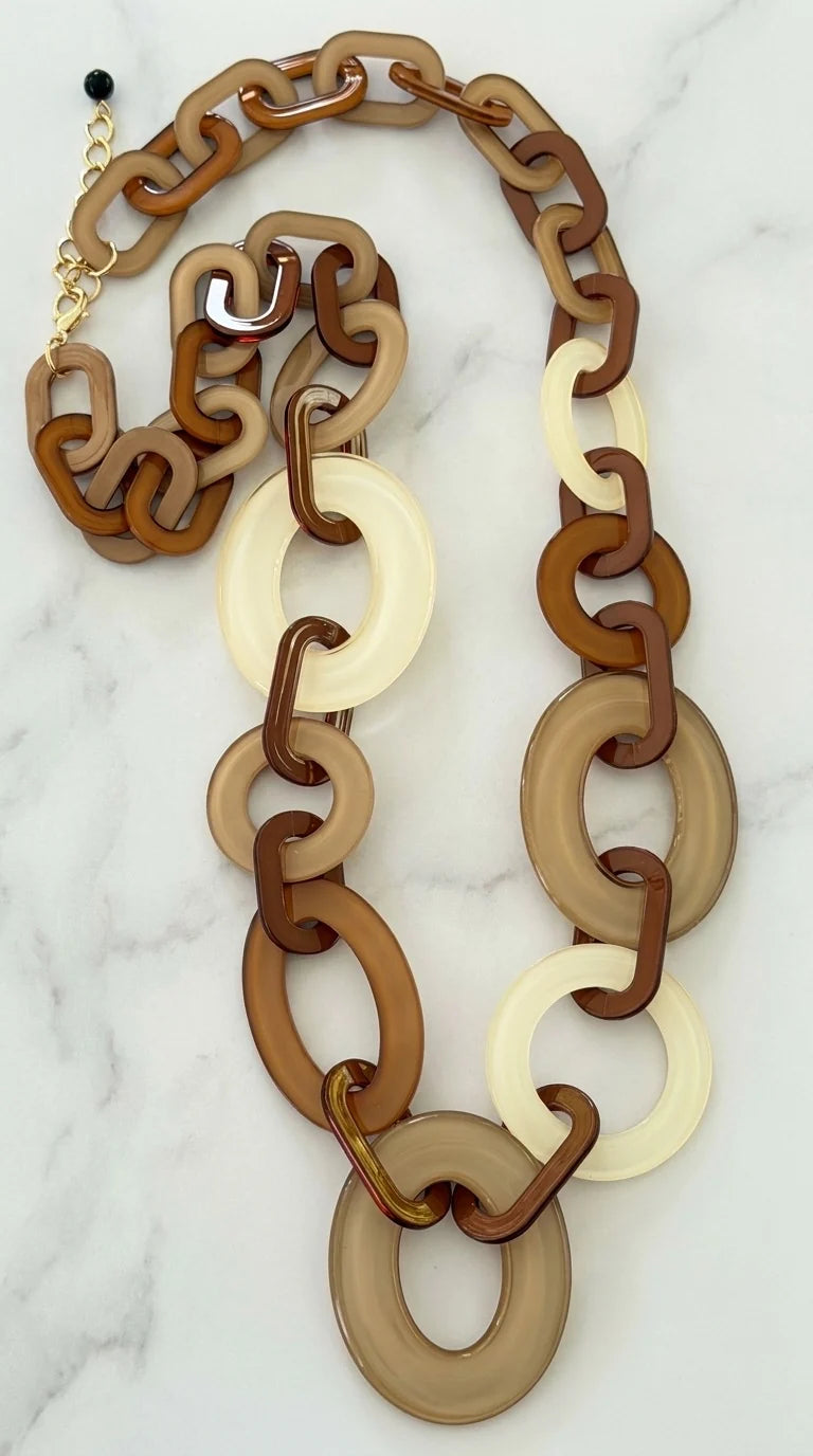 Long Chunky Resin Link Necklace