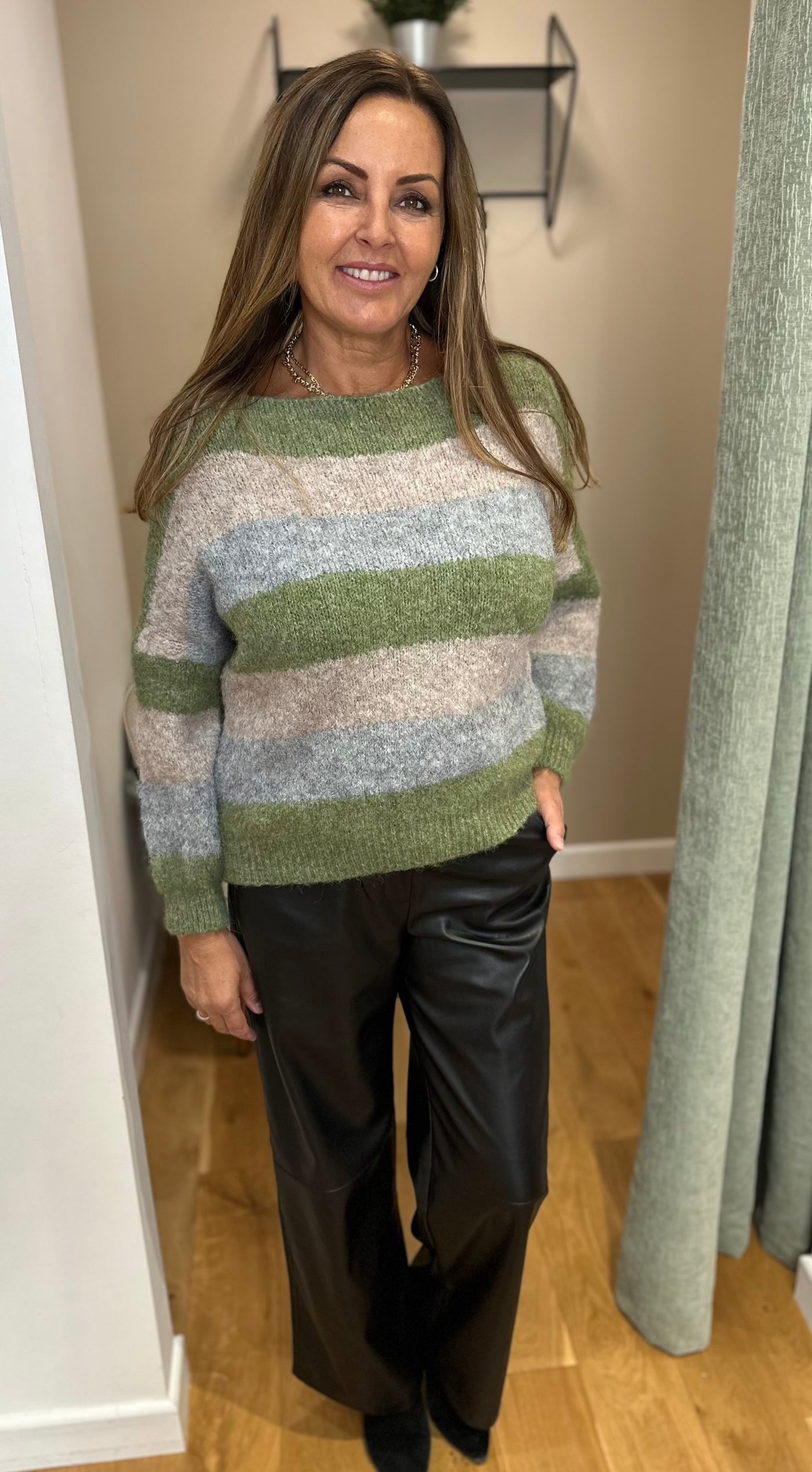 Green Wide Stripe Jumper