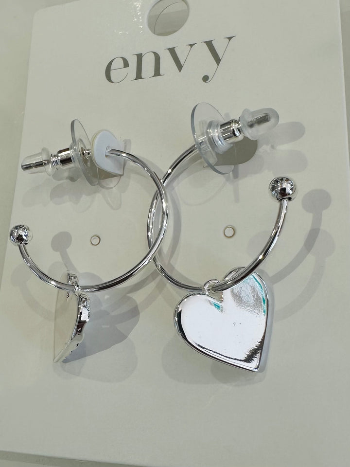 Silver Woven Heart Hoop Earrings