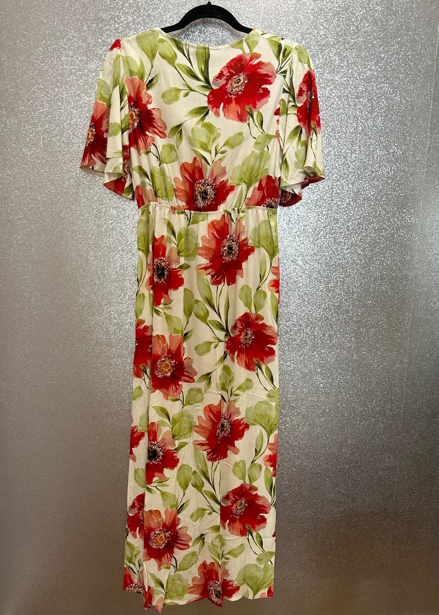 Red Floral Tie Front Dress