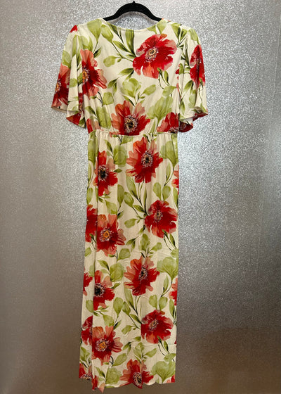 Red Floral Tie Front Dress