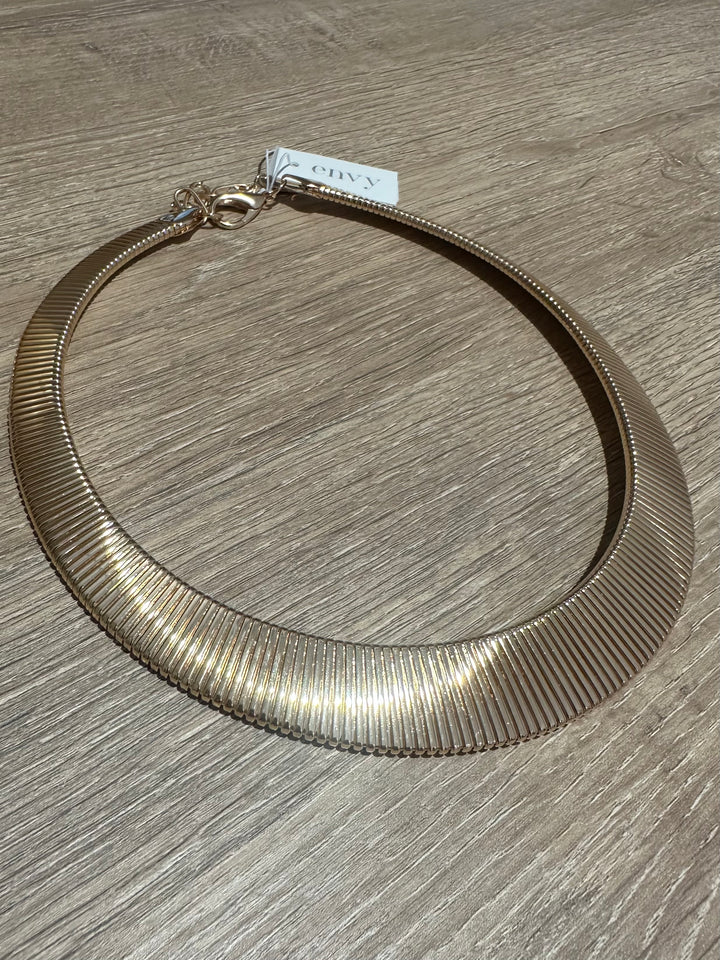 Gold Ridged Collar Necklace