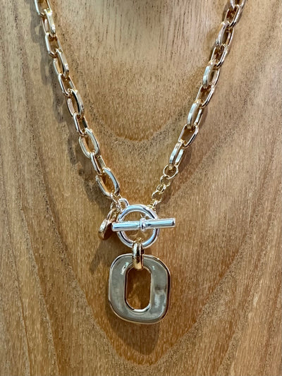 Gold & Silver T-Bar Chain Necklace