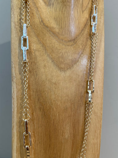 Two Tone Rectangle Link Necklace