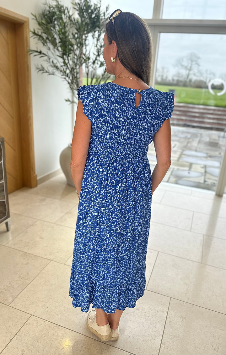Royal Blue Ditsy Print Dress