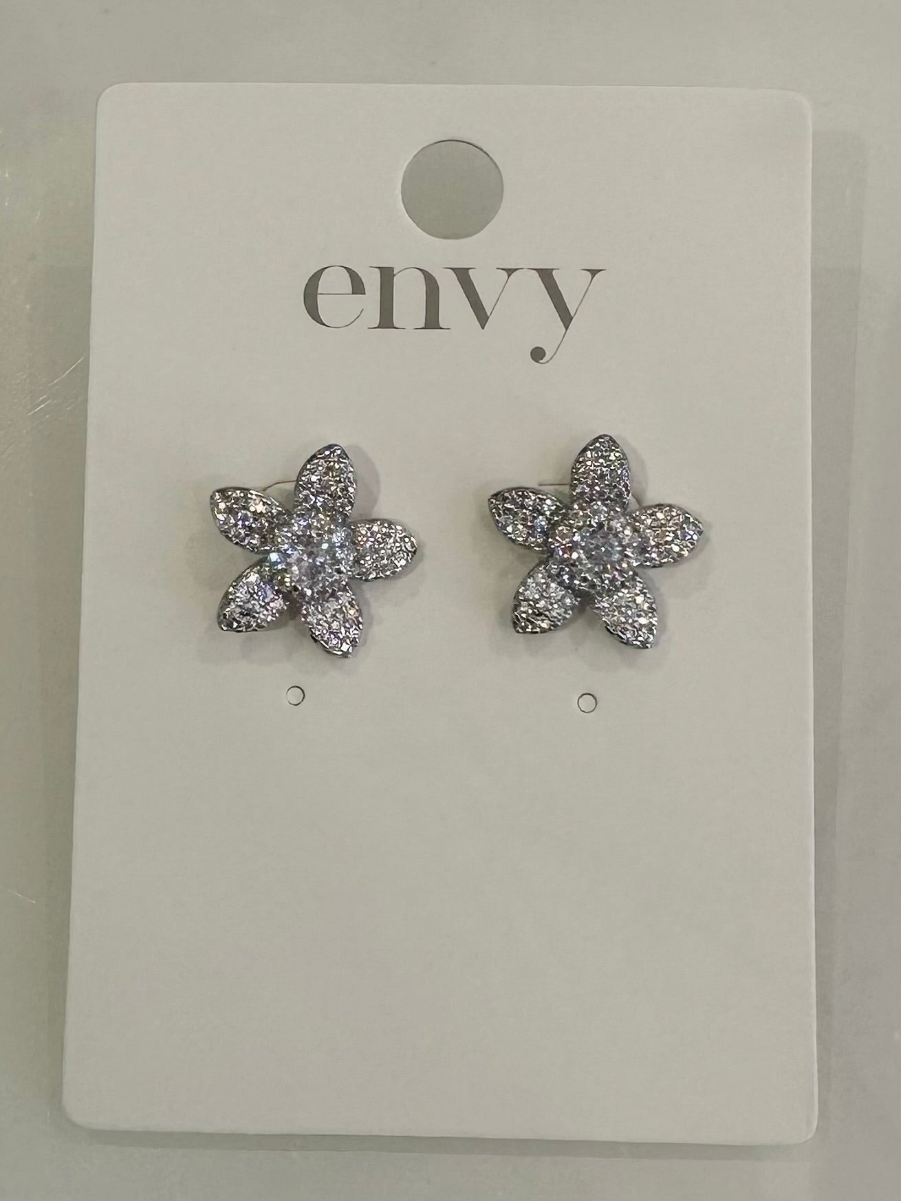Silver Diamante Flower Earrings