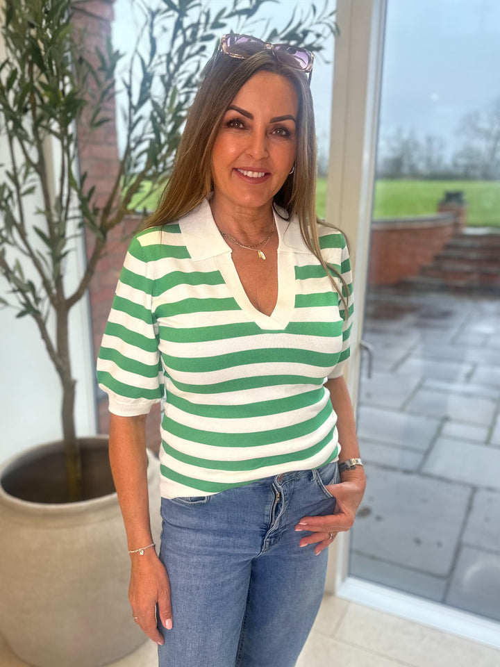 Byoung Green Stripe Morla Polo