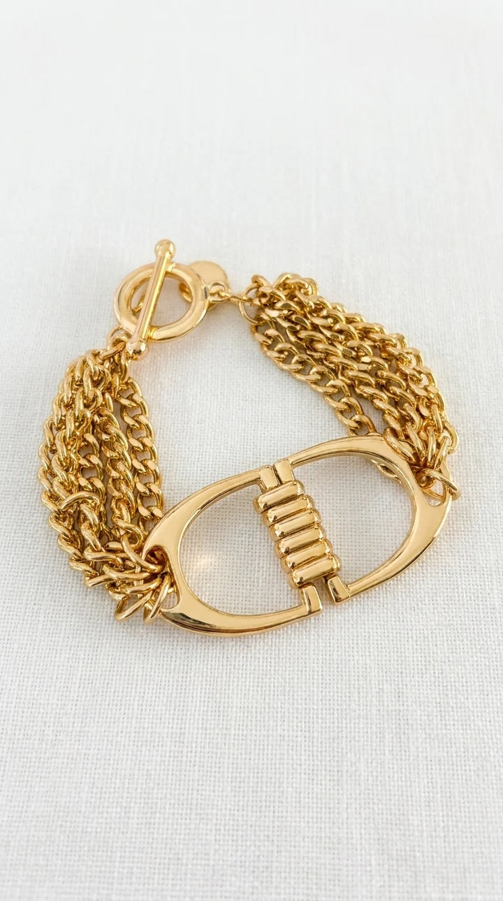 Gold Layered Chain Horsebit Bracelet